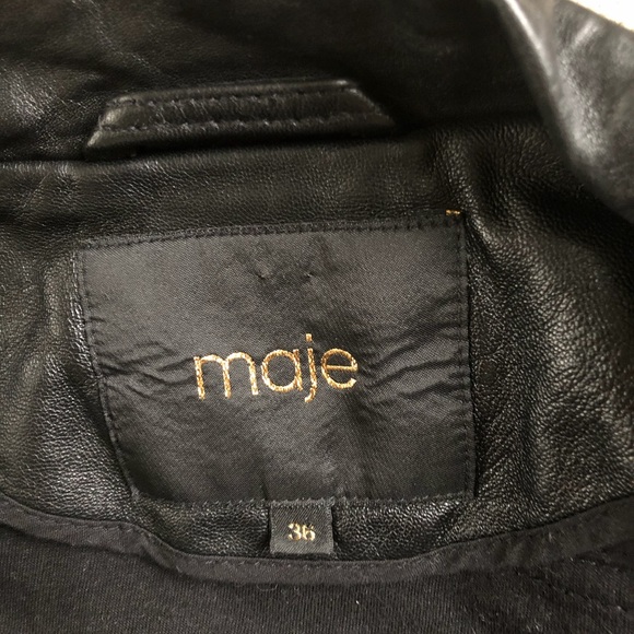 Maje Leather Jacket Black Lamb Moto Biker Zippers - Picture 8 of 8